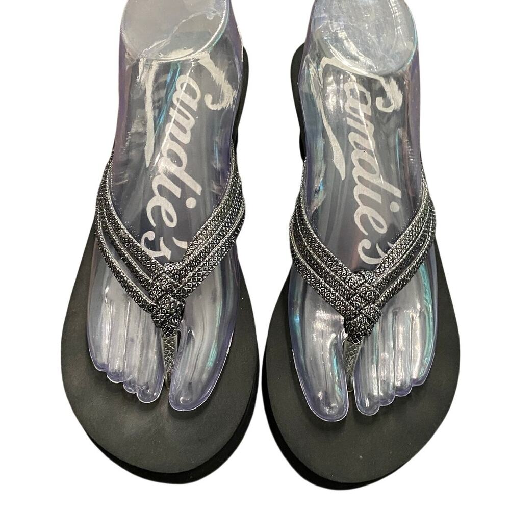 Candie’s Black Platform Wedge Flip Flop Sandals Women’s 9/10 Y2K Vacay Beach